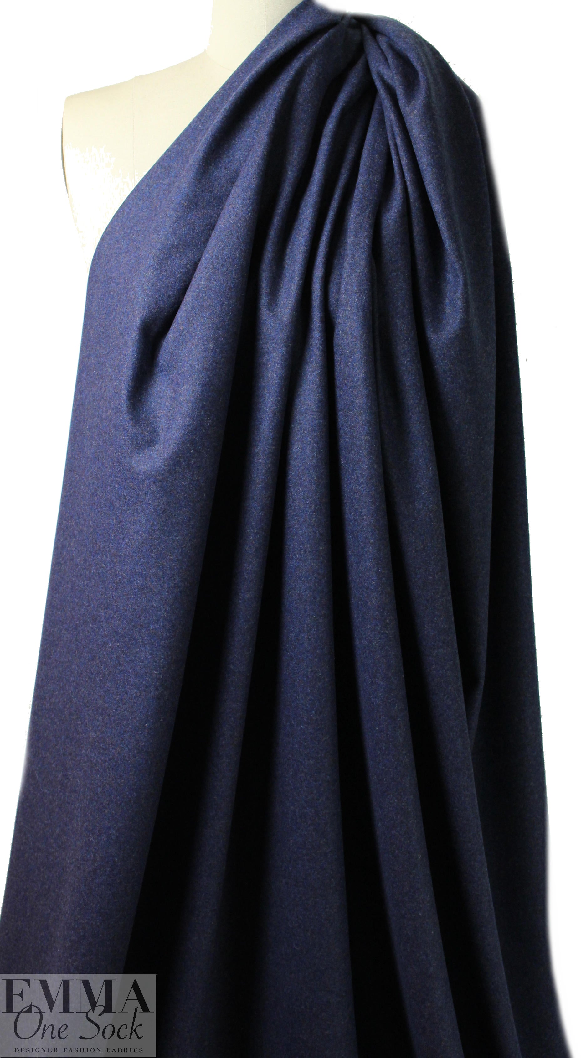 Italian heathered wool blend suiting - cobalt/charcoal