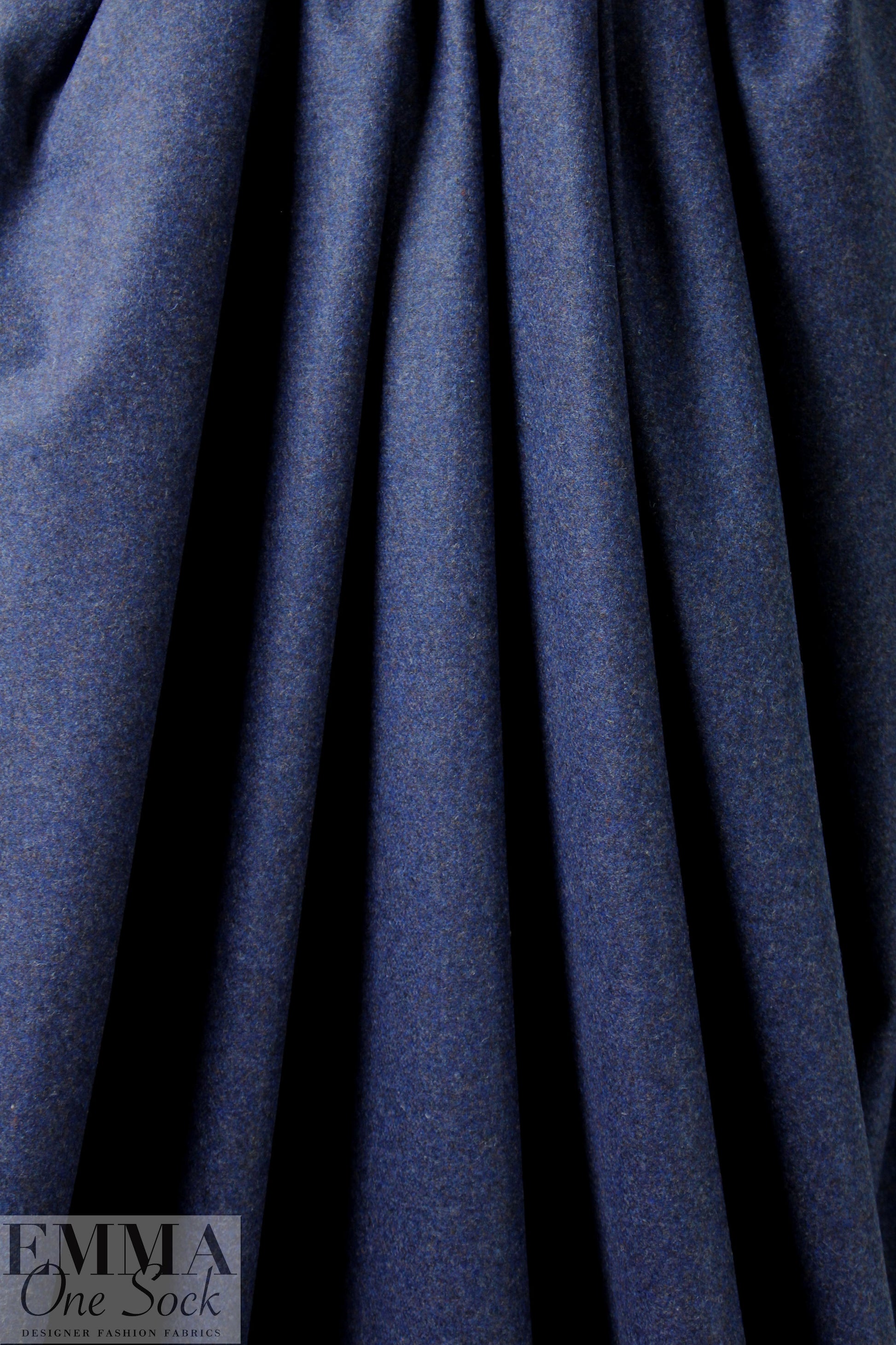 Italian heathered wool blend suiting - cobalt/charcoal 1.875 yd