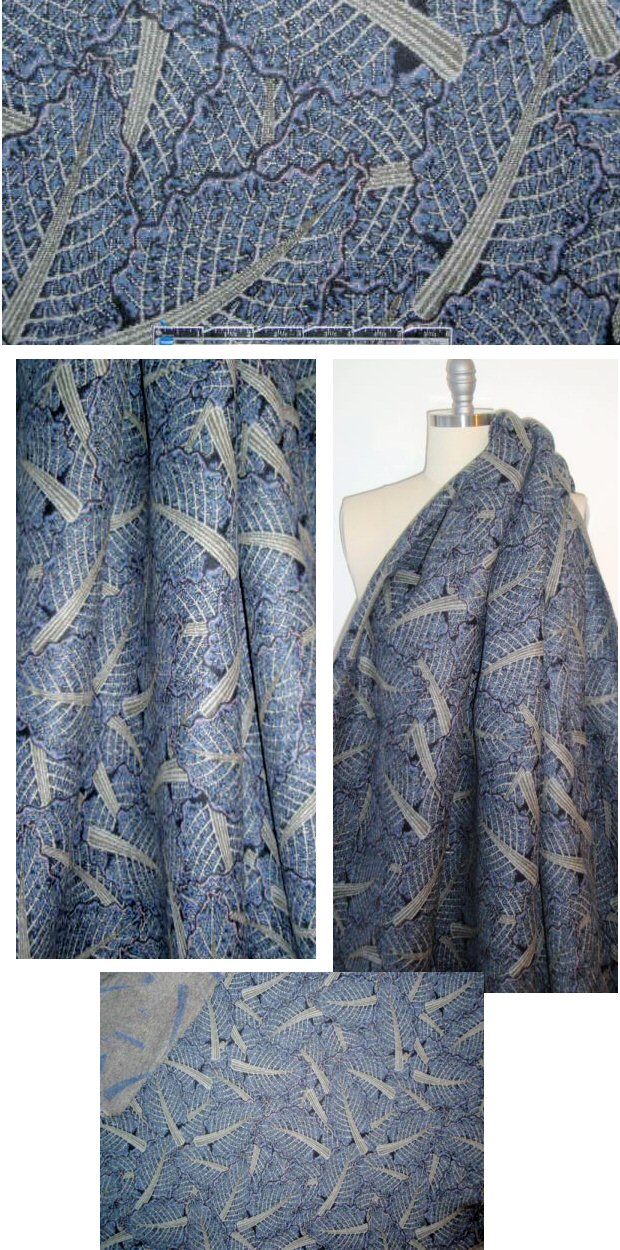 0pening Ceremony leaf design wool blend coating - china blue