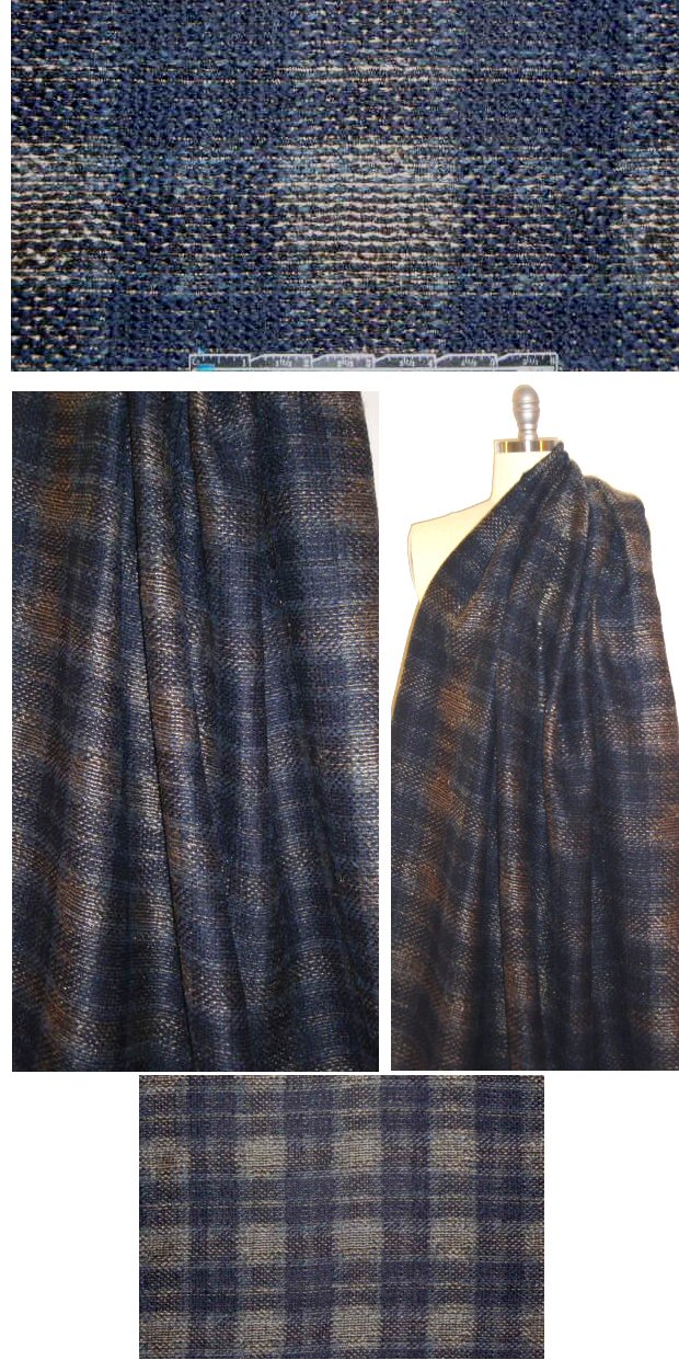 Reem Acr@ navy/gold wool blend plaid boucle suiting