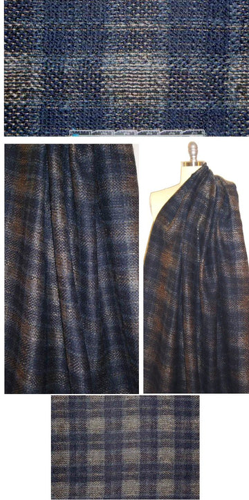 Reem Acr@ navy/gold wool blend plaid boucle suiting