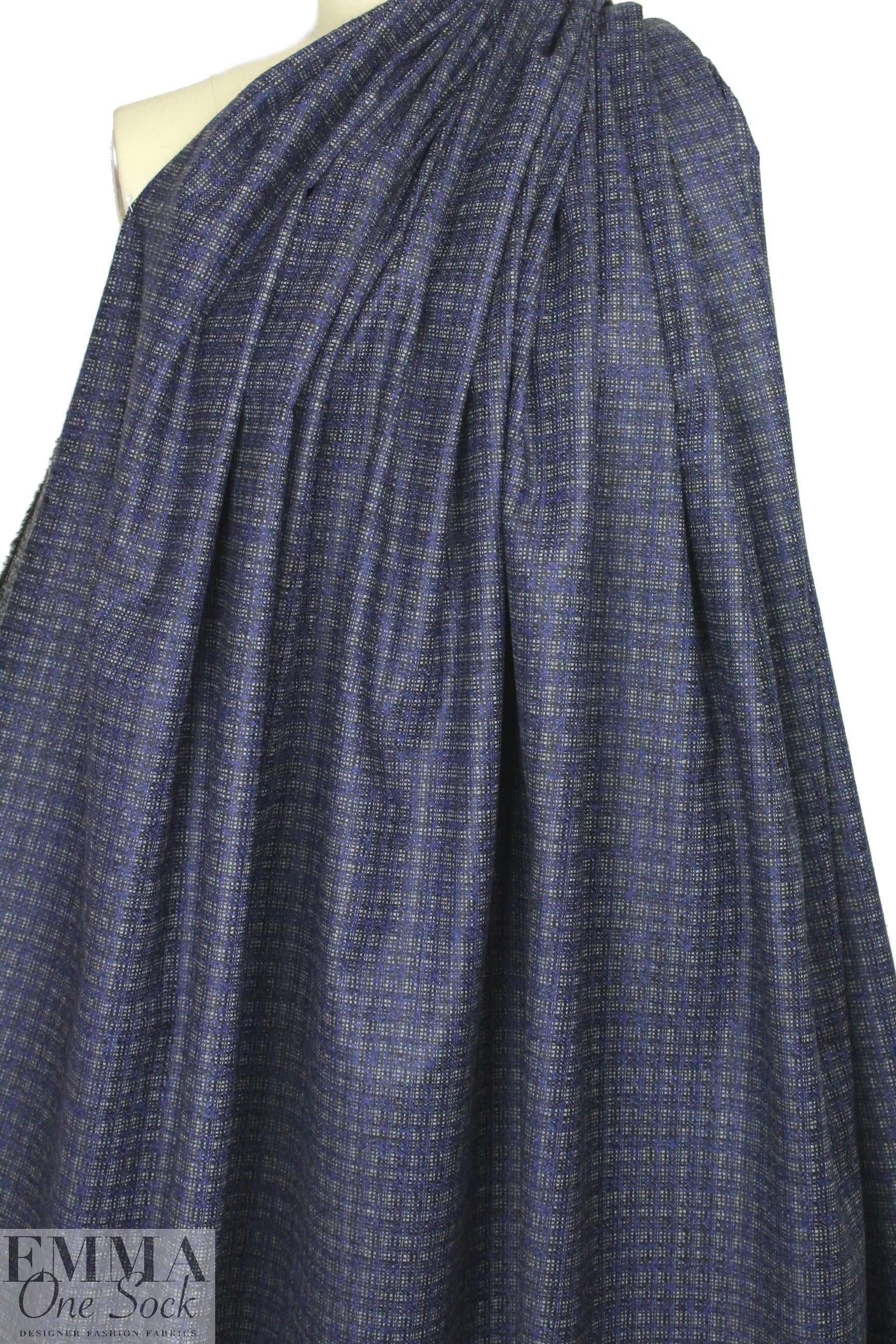 Trin@ Turk royal/black/silver wool blend tweed 2.375 yd