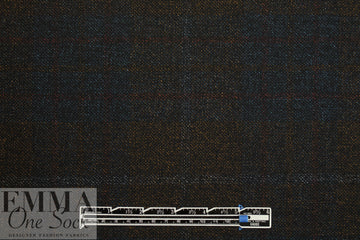 Italian copper/indigo plaid wool blend suiting