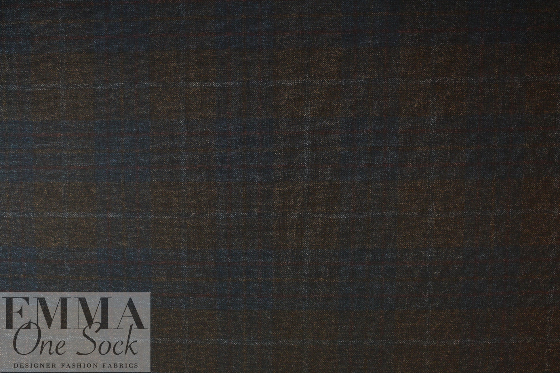 Italian copper/indigo plaid wool blend suiting