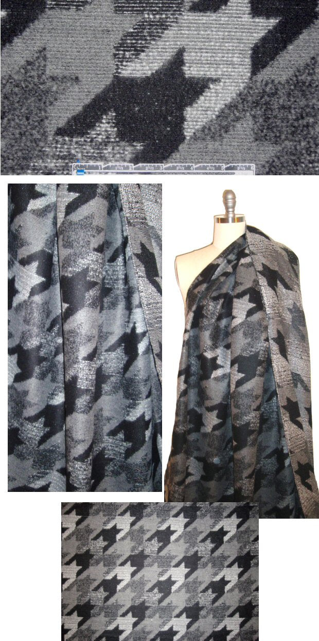 Italian wool blend brushed woven - gray houndstooth