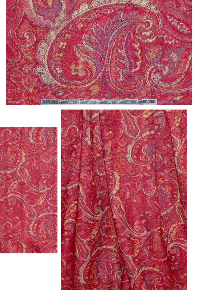 Italian wool blend paisley textured suiting - garnet