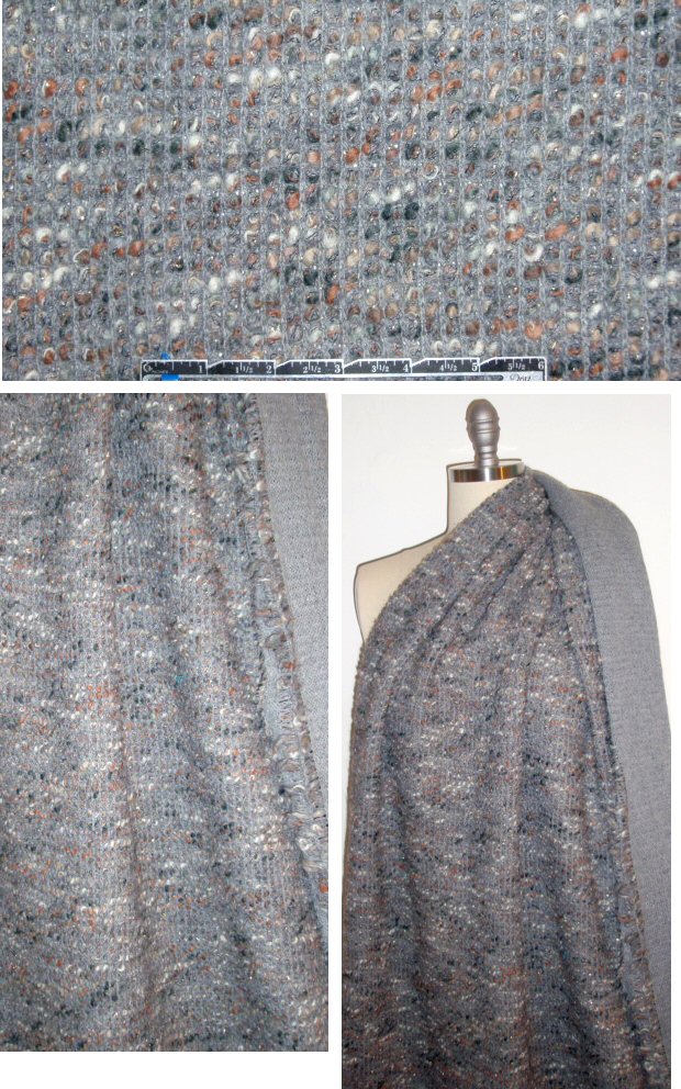 Italian wool blend gray/umber boucle' sweater