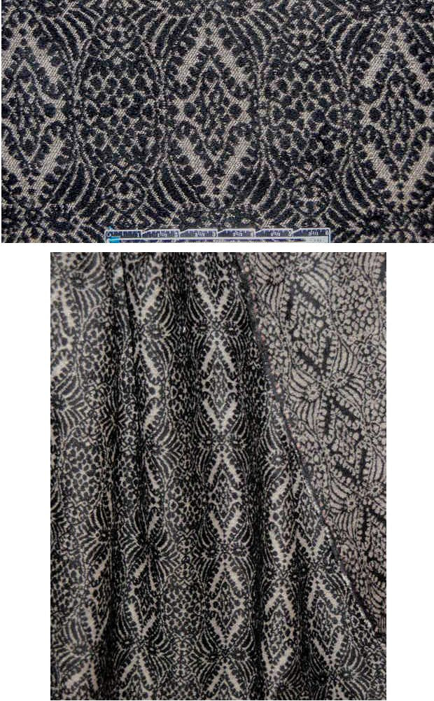 NY designer black/sand medallion jaquard coating .75 yds