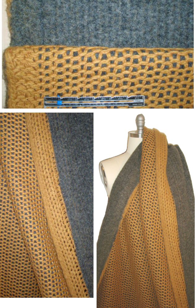 Italian backed chunky crochet knit - dijon/charcoal