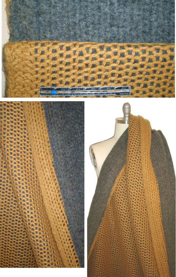 Italian backed chunky crochet knit - dijon/charcoal