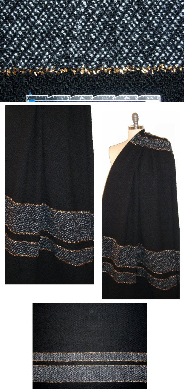 Italian black/gold/tweed panel boucle' woven