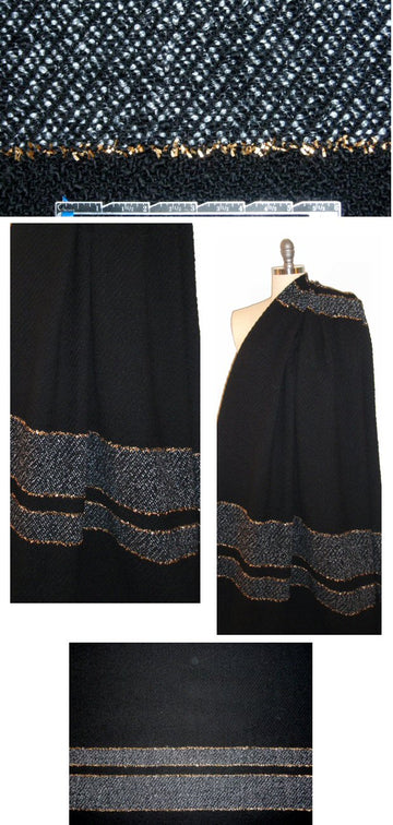 Italian black/gold/tweed panel boucle' woven