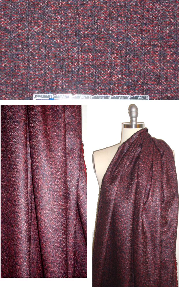 Italian valentino/charcoal wool blend fancy tweed