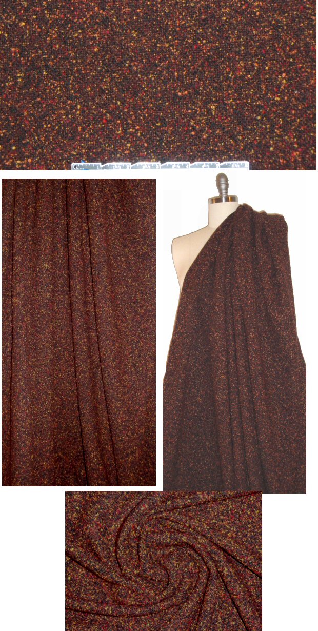 Italian spicy tweed wool blend reversible woven 1.66 yd