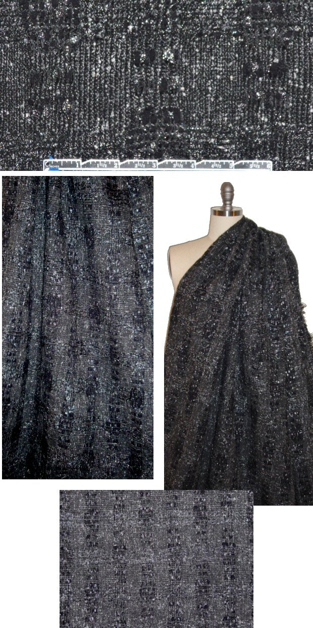 0scar black/gray with lurex fancy weave boucle'