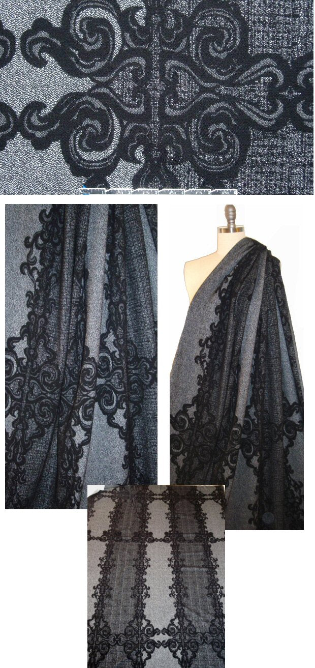 famous designer tweedy scrollwork panel doubleknit