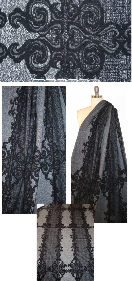 famous designer tweedy scrollwork panel doubleknit