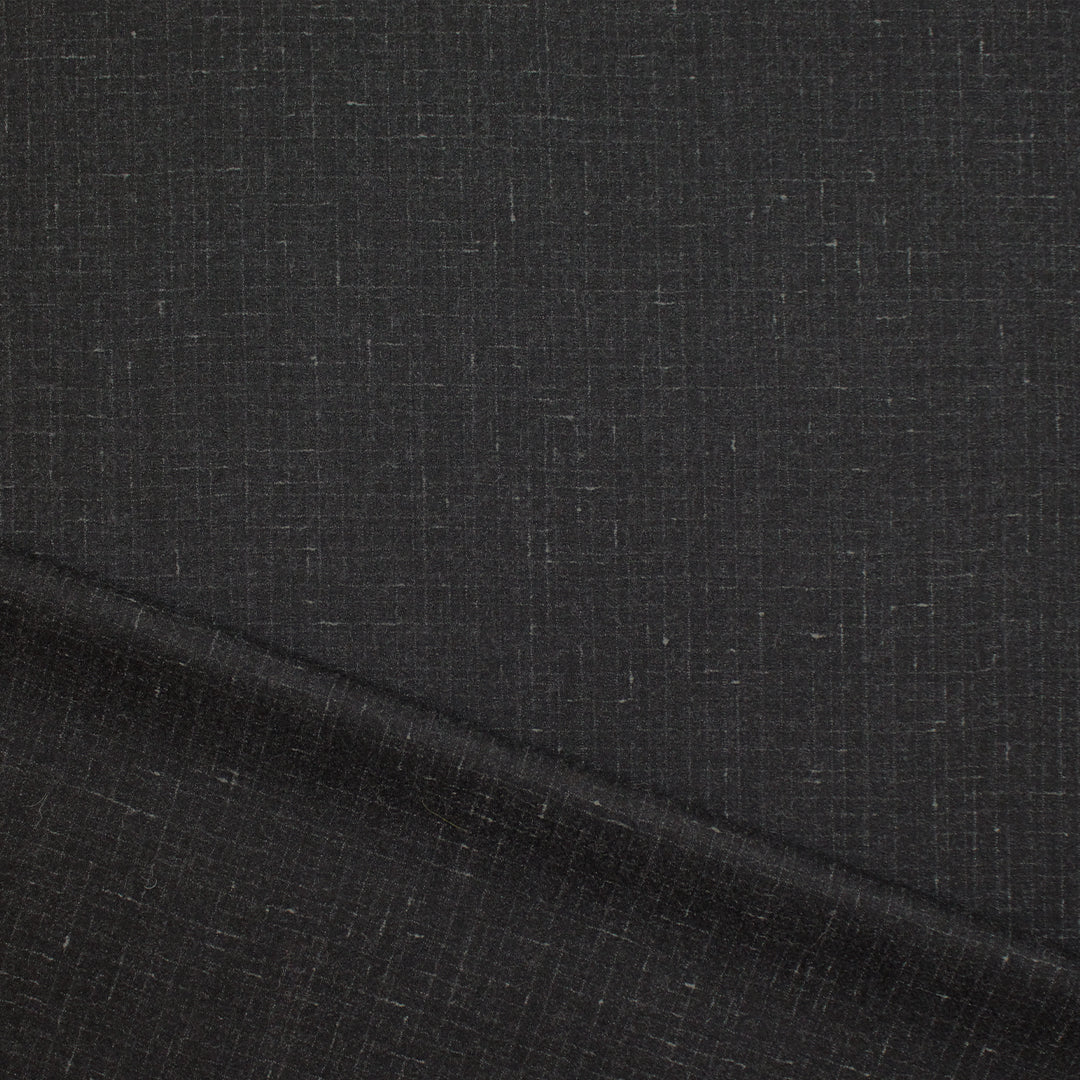 Hug0 Boss crosshatch wool blend woven suiting - black/ash .625 yds