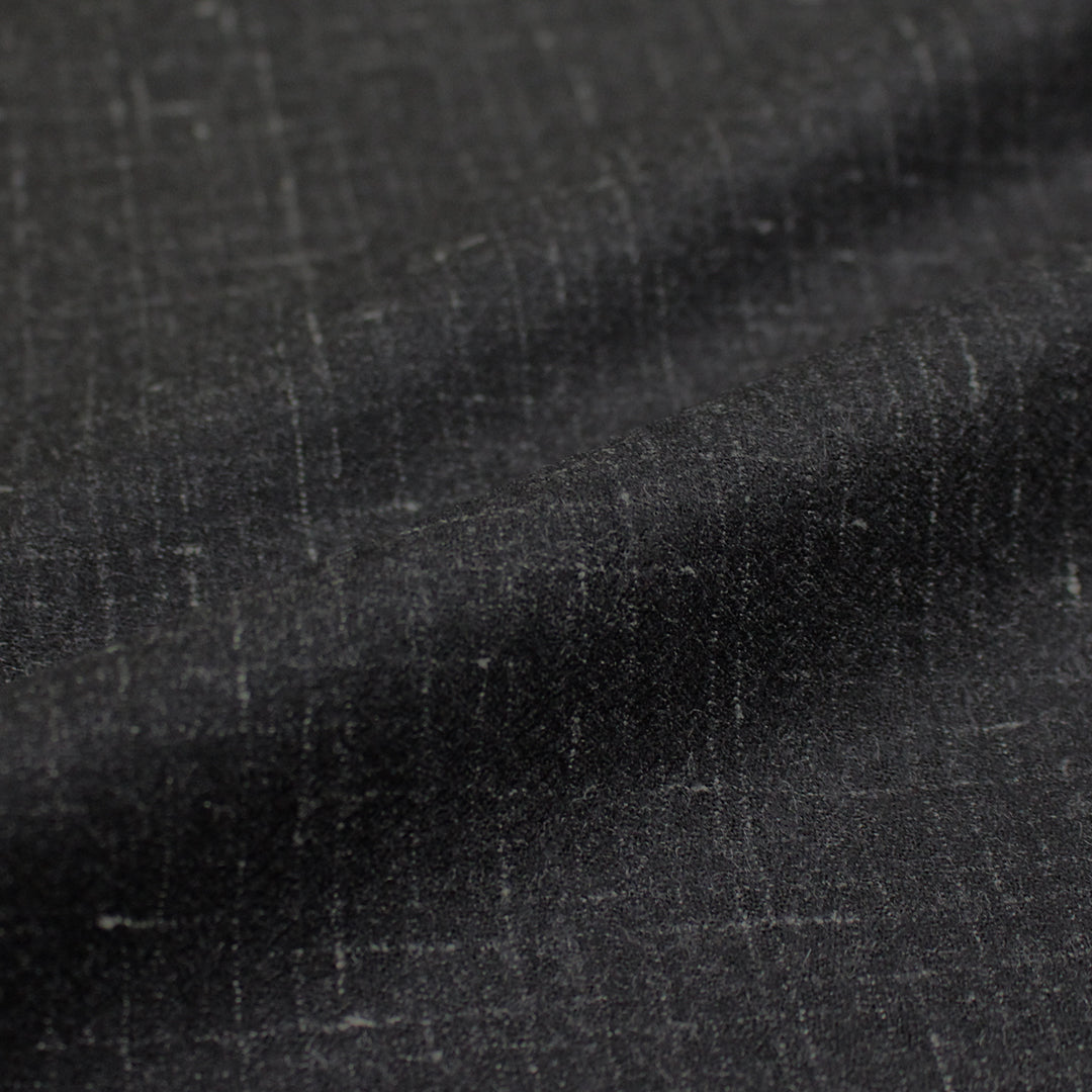 Hug0 Boss crosshatch wool blend woven suiting - black/ash .625 yds