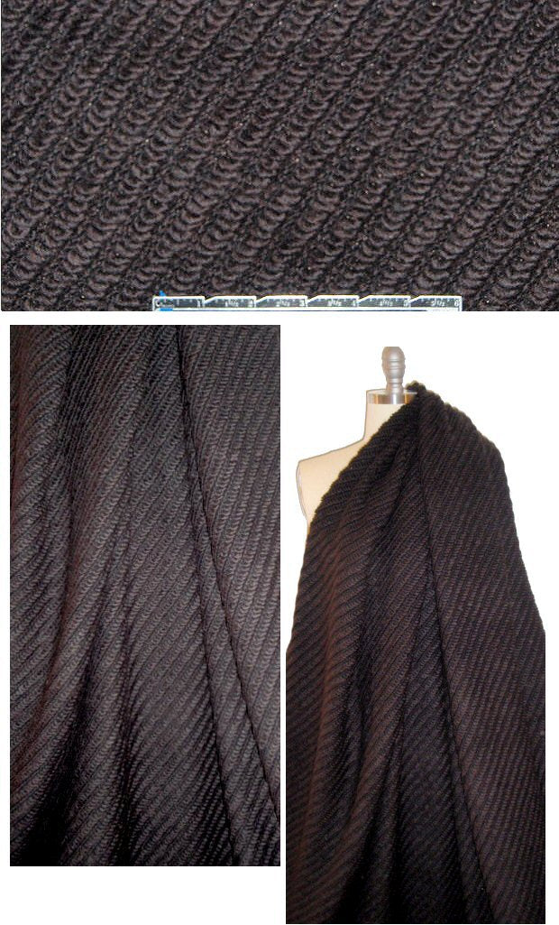 Italian diagonal boucle' wool blend sweater knit - espresso