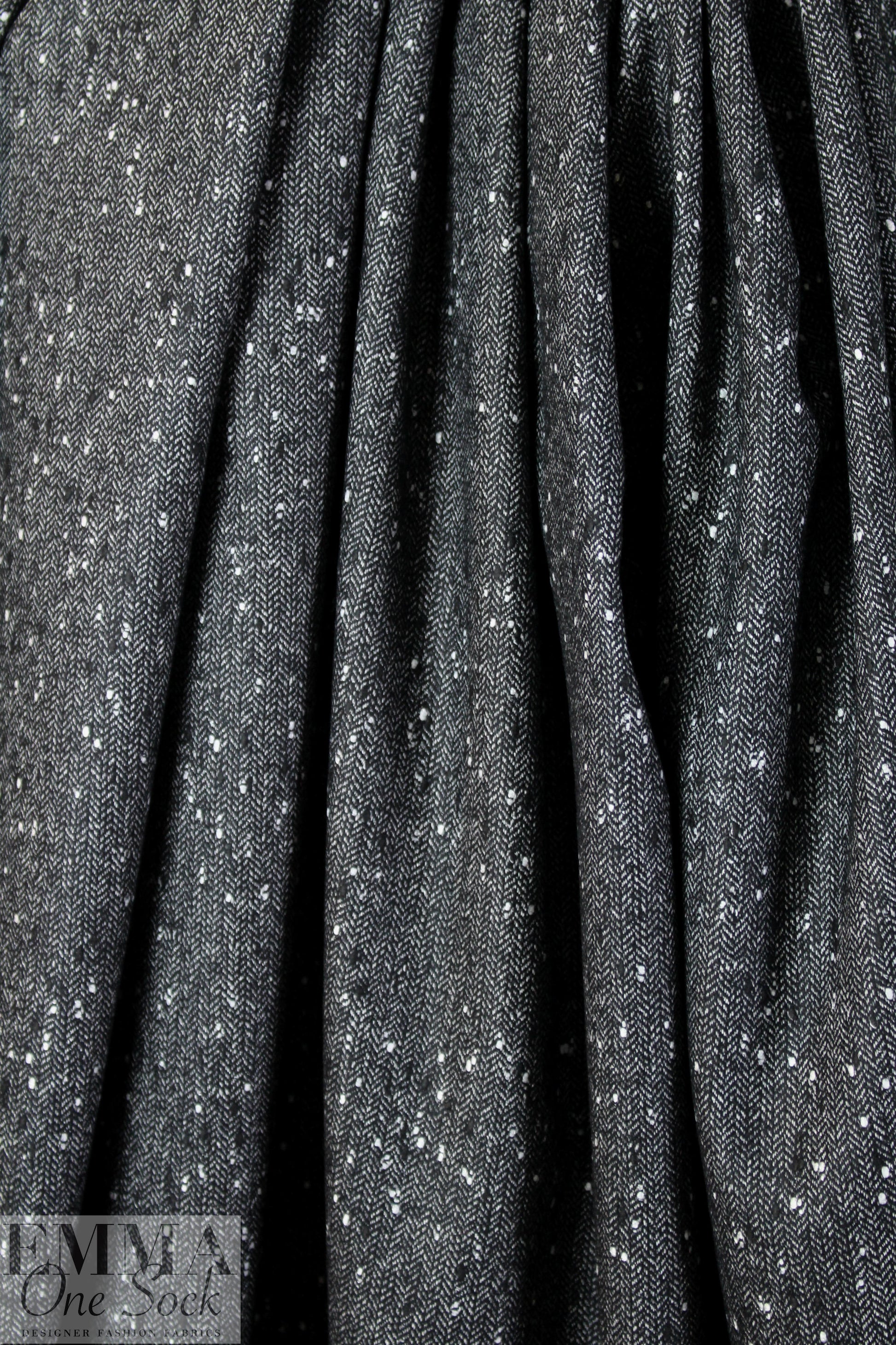 Italian black/white wool blend herringbone tweed suiting