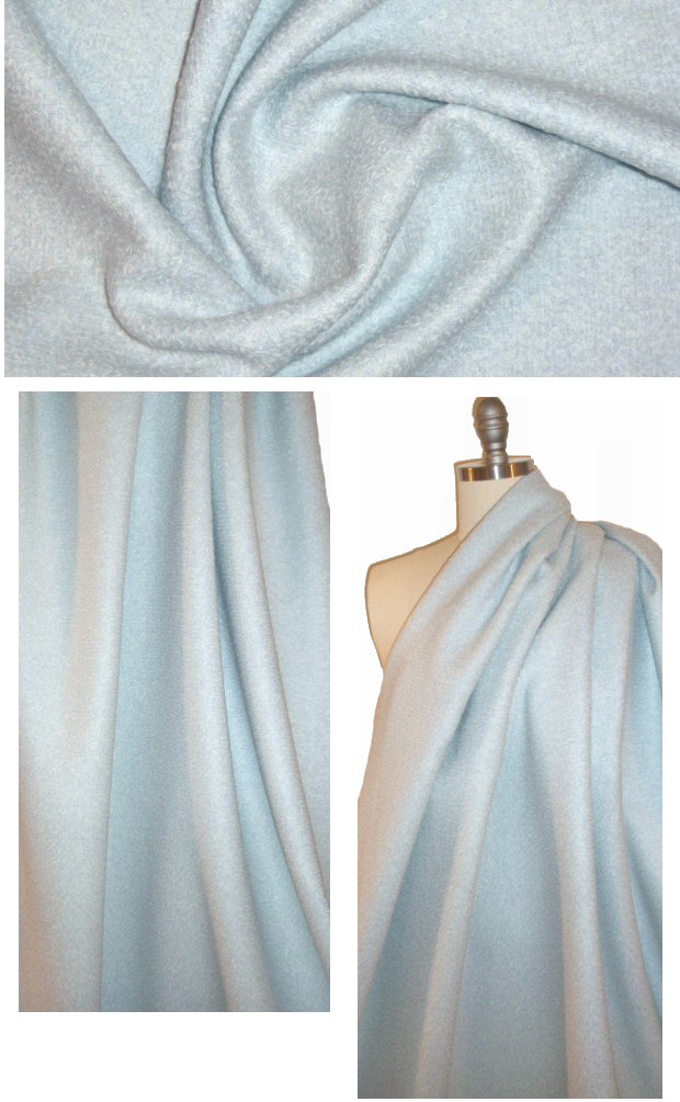 Italian icy blue boiled wool boucle' woven