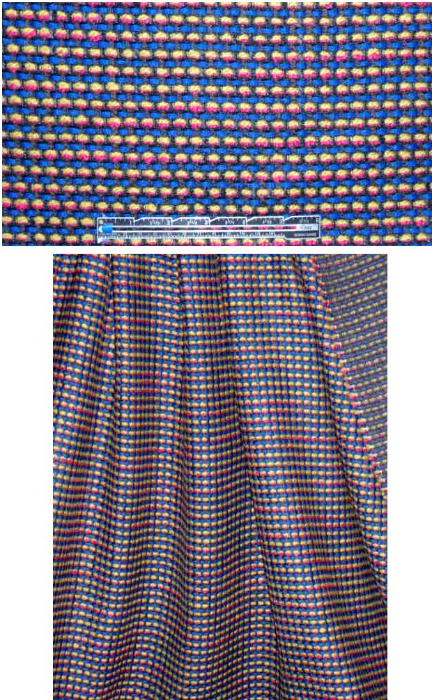 Italian royal/pink/chartreuse wool boucle'