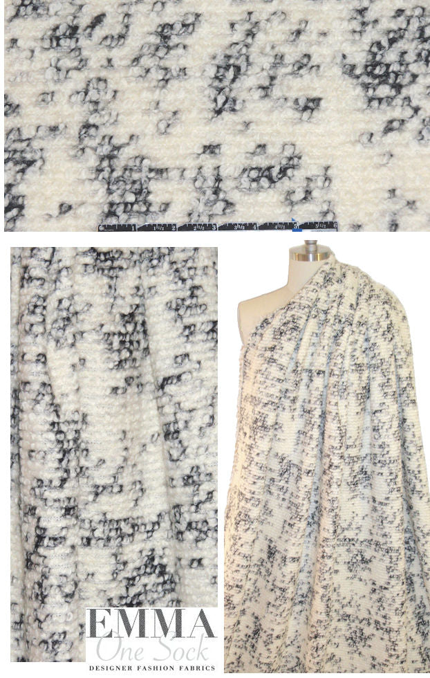 Italian wool blend boucle' - winter white/black