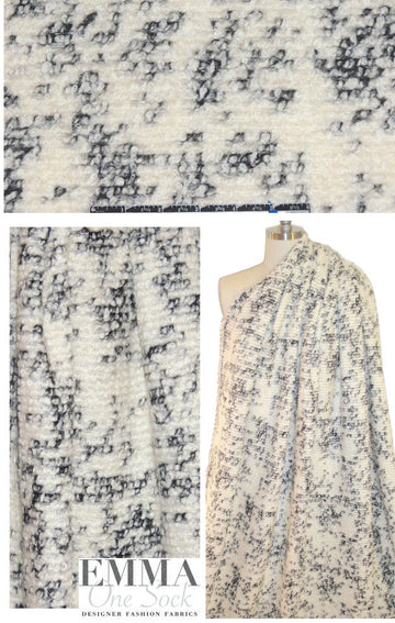 Italian wool blend boucle' - winter white/black