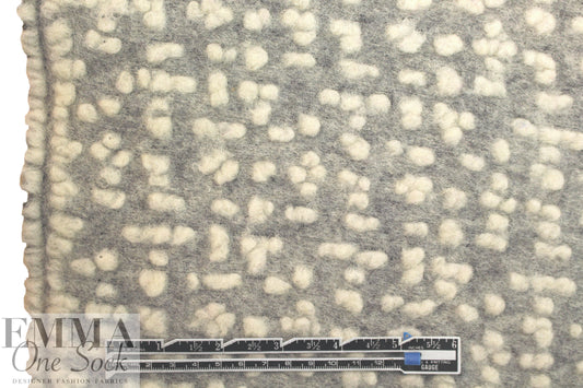 Italian light gray/natural dotted wool fleece knit