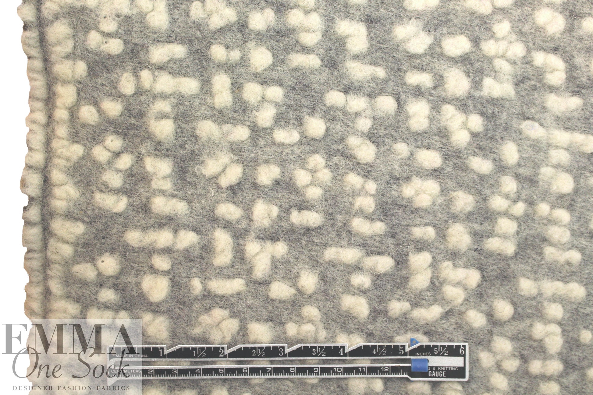 Italian light gray/natural dotted wool fleece knit .625 yds