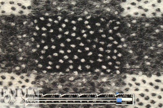 Italian black/gray/silvery white dotted wool fleece knit