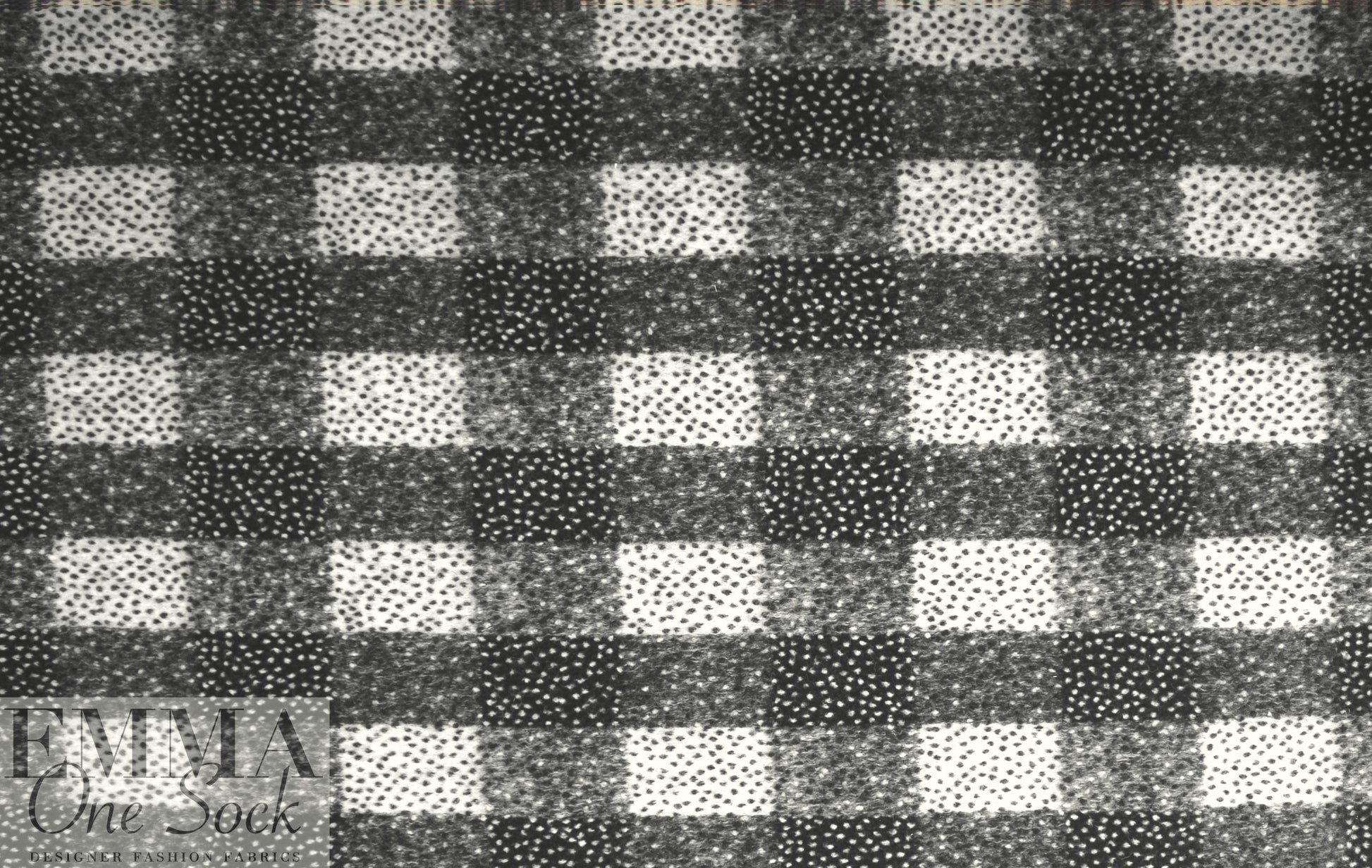 Italian black/gray/silvery white dotted wool fleece knit 2 yd