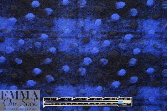Italian midnight/elecric blue dotted wool fleece knit