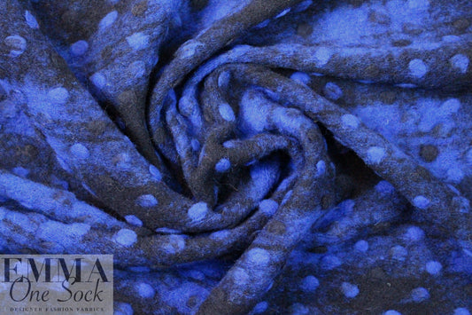 Italian midnight/elecric blue dotted wool fleece knit