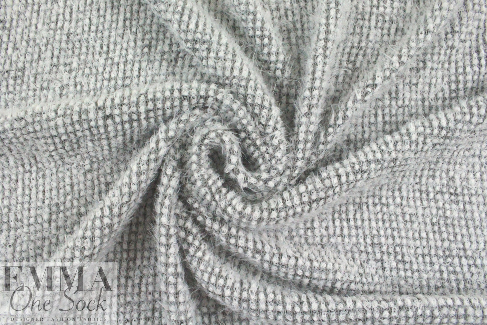 NY designer silvery-gray dot boucle' sweater knit