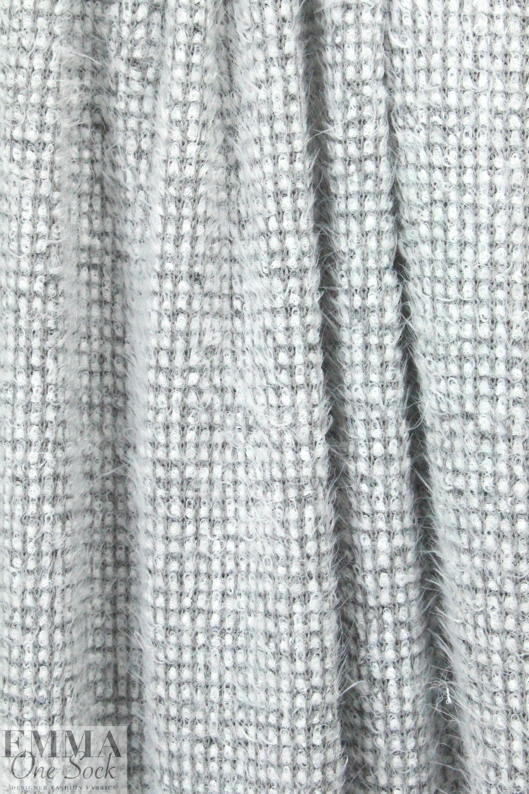 NY designer silvery-gray dot boucle' sweater knit