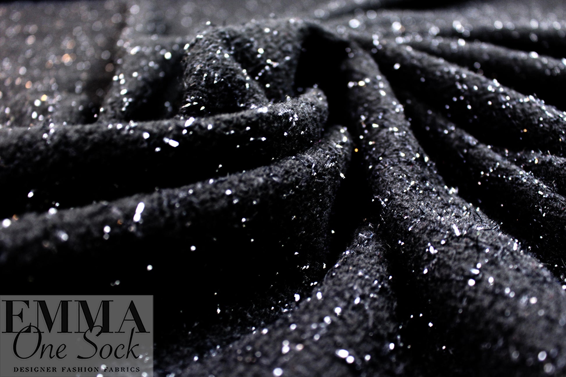 'Chanel-style' wool sparkle boucle' suiting - black 1.125 yds