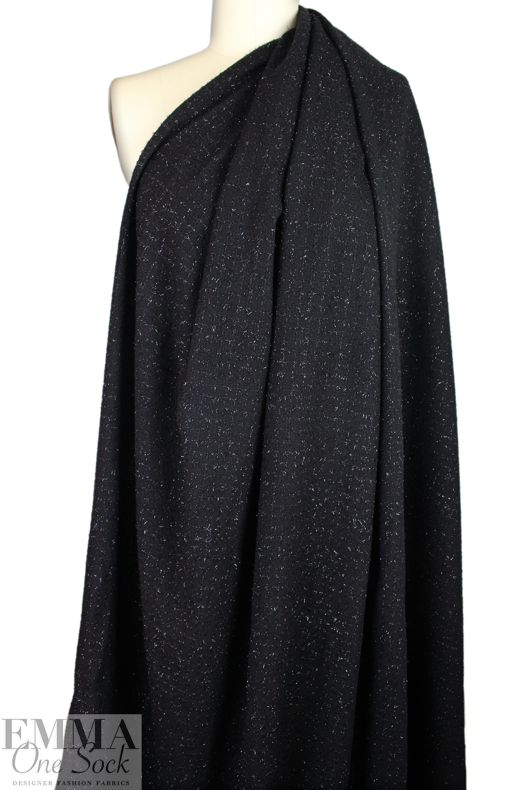 'Chanel-style' wool sparkle boucle' suiting - black 1.125 yds