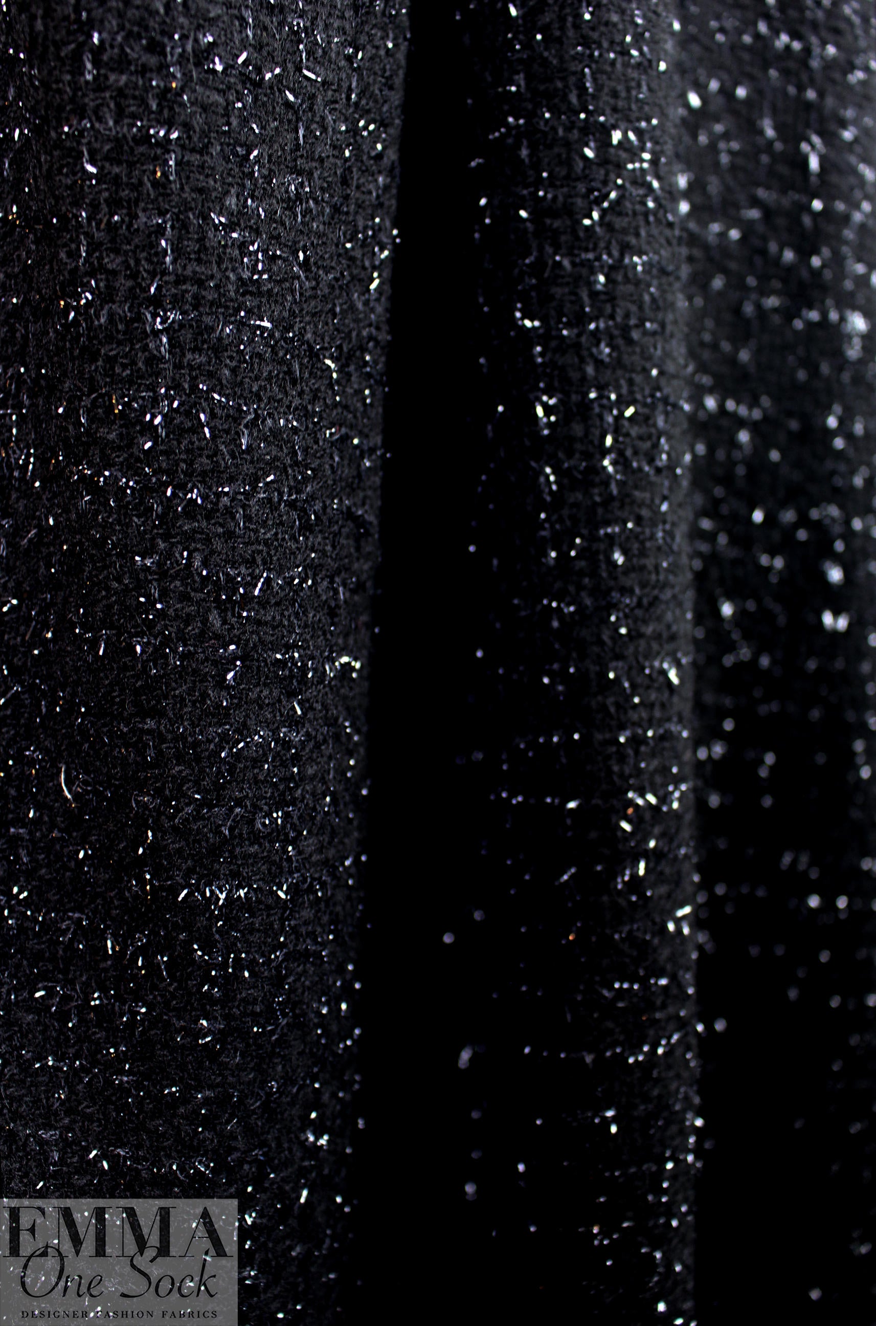 'Chanel-style' wool sparkle boucle' suiting - black 1.125 yds