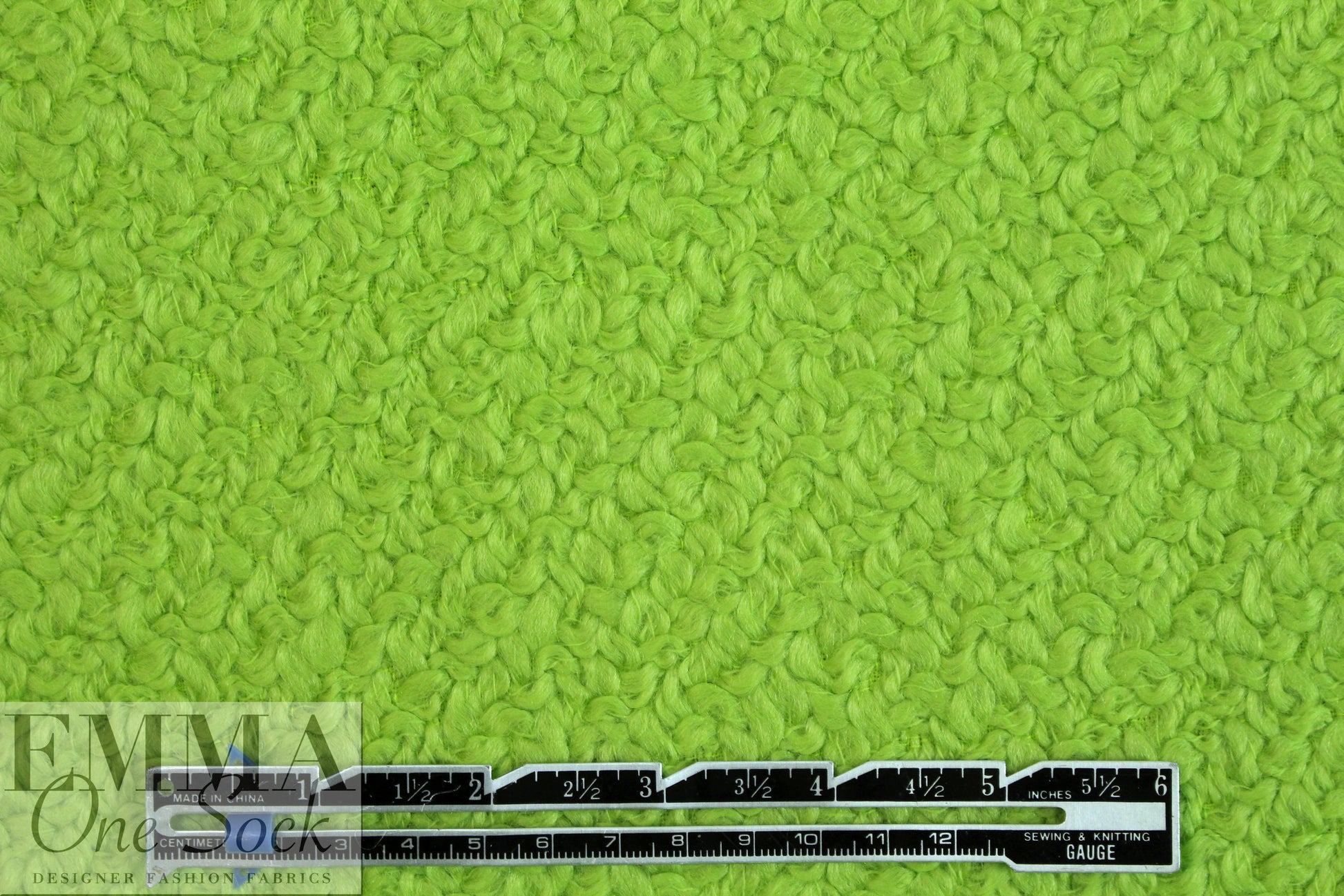 Italian fresh lime wool boucle' woven coating