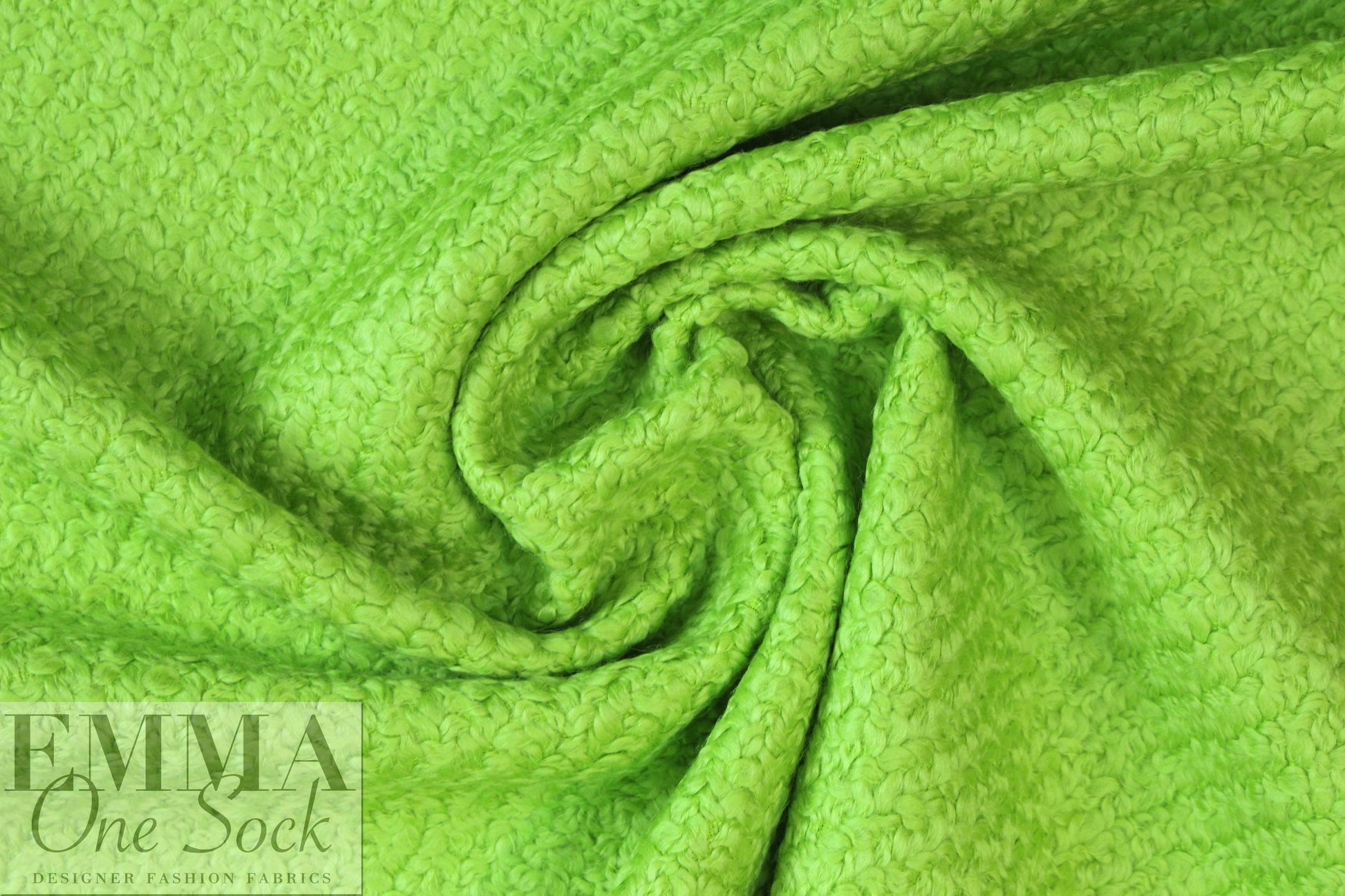 Italian fresh lime wool boucle' woven coating