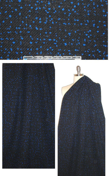 Italian cobalt/black fancy dot weave boucle'
