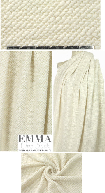 Italian chunky boucle textured wool knit - winter white