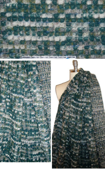 Italian chunky boucle' pine/silver/moss wool knit