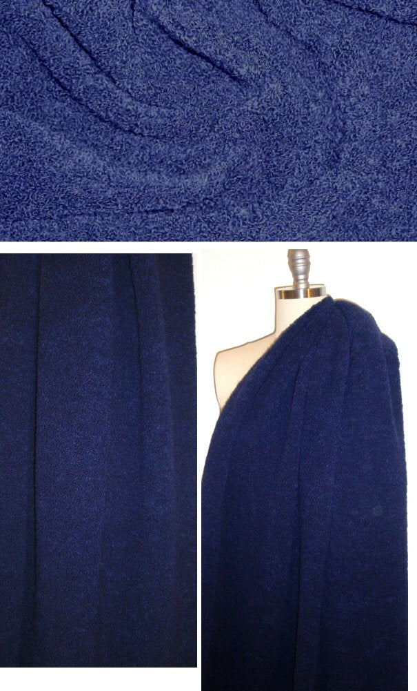 Italian wool/lycra navy boucle' stretch knit