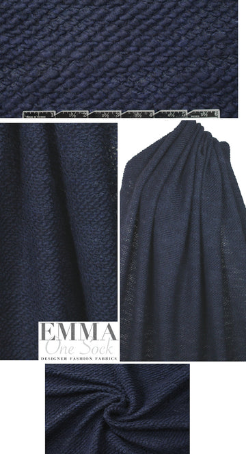 Italian chunky boucle textured wool knit - navy