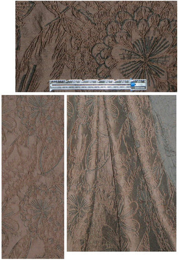 Italian wool blend textured floral brocade - chocolate 1.33 yds