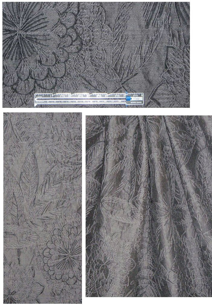 Italian wool blend textured floral brocade - gray 1.875 yd
