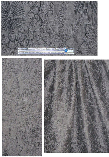 Italian wool blend textured floral brocade - gray 1.5 yd